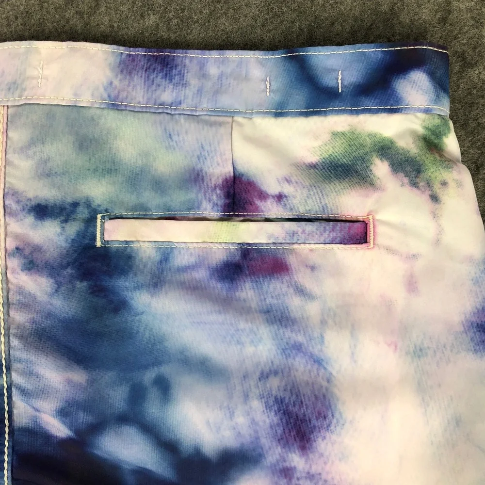 True Religion Board Shorts Mens 36 Tie Dye Swim Trunks Drawstring Zipper Beach